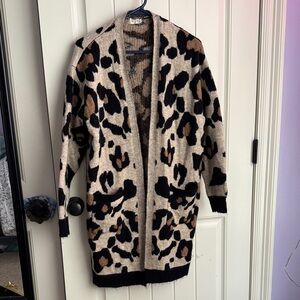 Animal print duster cardigan
